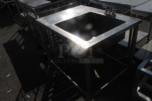 Commercial Stainless Steel One Bay Sink With Left Side Drain Board And Faucet on Galvanized Legs. - Image 3 of 4