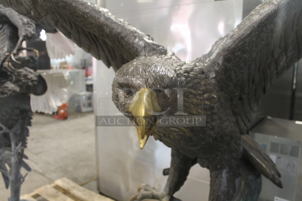 BEAUTIFUL Cast Bronze Eagle on Branch Statue. Listing Includes a Picture w/ a 5'8" Tall Human For Size Reference. - Image 5 of 6