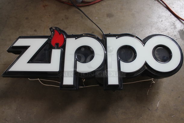 Zippo Black and White Light Up Sign. - Image 2 of 6