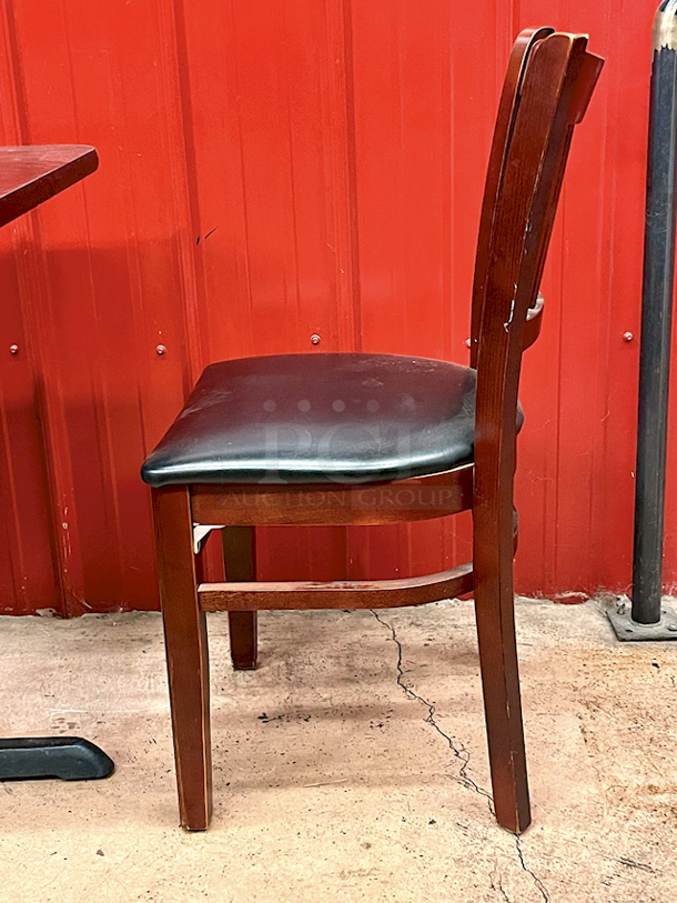 PREMIUM! Vertical Wood Slat Restaurant Chair With High Quality Padded Seating, Mahogany Finish. 17x21x30 3x Your Bid - Image 3 of 6