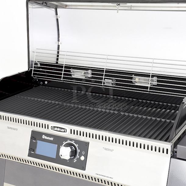 Cuisinart Woodcreek 4 -in -1 Pellet Grill, Smoke, Sear, Griddle, Grill Bluetooth Ready. 30-pound pellet hopper SEAR at high temperatures with the ceramic briquette insert. GRIDDLE with the ready to use cast iron griddle for cooking versatility. CHARCOAL perfect the flavor with the charcoal insert that lights with the turn of a knob. WIDTH: 63.15 DEPTH: 22.52 HEIGHT: 48.74 - Image 10 of 11