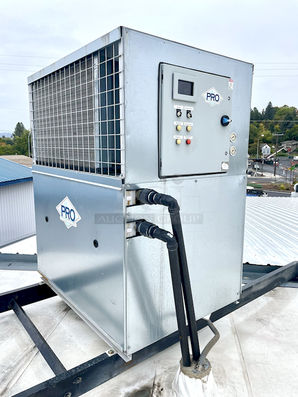 WORK HORSE!! PRO REFRIGERATION, INC. PE105F1R4100-A-VB  ChilStar 5 HP Glycol Chiller. Single and Dual Refrigeration Circuits. Perfect Solution For Customers Planning to Grow, Providing the Ability to Expand Capacity in the Future. Voltage 208-230 1Phase 60Hz. 55x38x58 Winning Bidder Responsible For Removal 