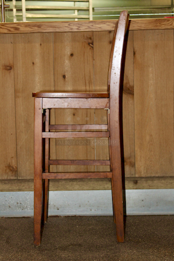 BEAUTIFUL! Legend Seating Company Solid Wood Bar Height Chairs, With Foot Rest, Minor Wear on Some.  
17x18x44-1/2
3x Your Bid
 - Image 3 of 6
