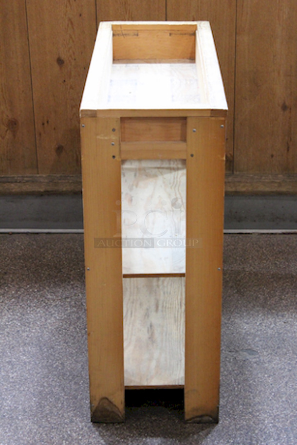 BEAUTIFUL! Wood Merchandisers. 
(1): 33-1/2x13-1/2x33-1/2
(2): 17-1/2x13x33-1/2
3x Your Bid - Image 10 of 12