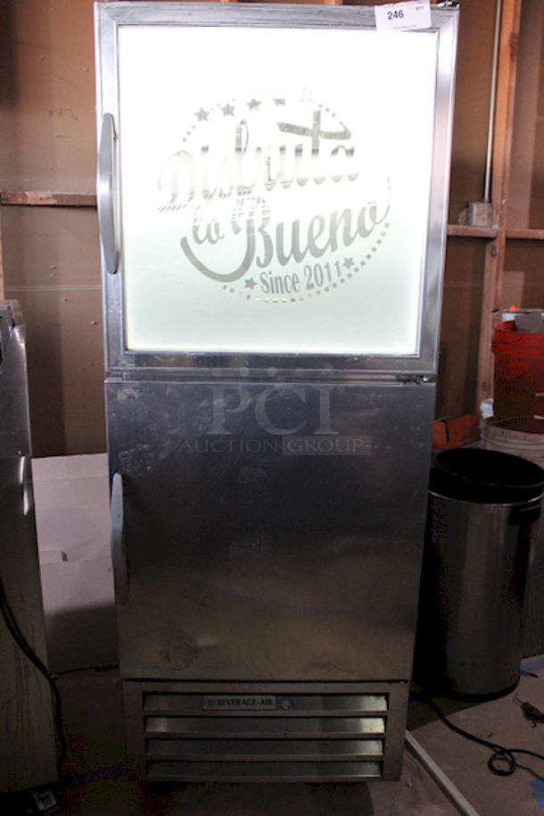 Beverage-Air RI18HC-HGS-26 One Section Glass and Solid Half Door Reach-In Refrigerator - 18 cu. ft. Tested, In Perfect Working Order. Refrigerator Was Ran For An Hour. Quickly Got To & Held Temperature. See Photos.  - Image 2 of 8