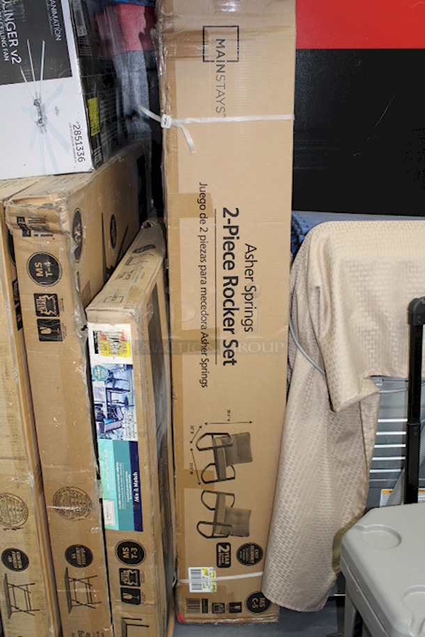 AWESOME! Mainstay Asher Springs 2-Piece Outdoor Rocker Set- Black Frame & Gray Cushions - Image 2 of 9