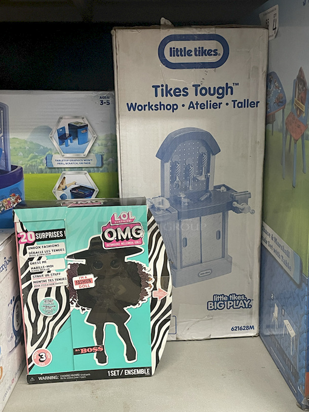 MONSTER LOT OF KIDS TOYS! Poopsie Dancing Unicorn; Pixar Cars Scoot Racer; Nickelodeon Paw Patrol Pop-Up Pretend Table & Chairs – Converts To Command Station With Working Parts; Tabeoke Singing Machine; OMG Da Boss, Little Tikes – Tikes Tough – Workshop; Sharpie Limited Edition 30 Permanent Marker Spin Tray; Crayola 90yr of Mickey 18 Giant Coloring Pages; Nickelodeon Paw Patrol Chase & Marshall (2) Chair & Table Set; KidKraft Classic Rocking Chair - Image 6 of 10