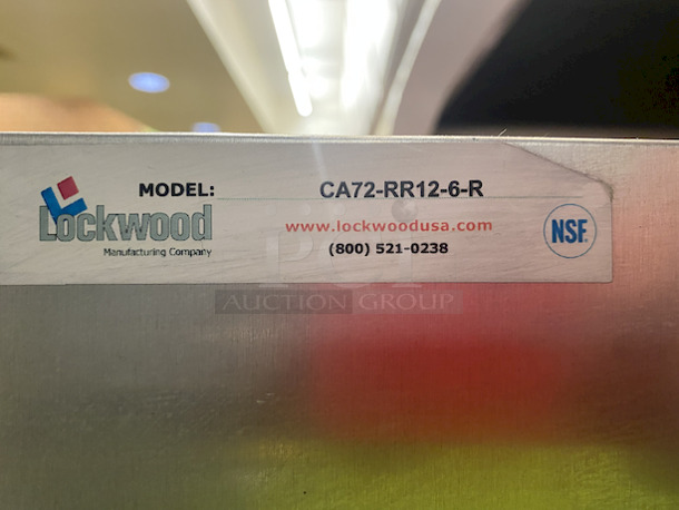 AMAZING! Lockwood CA72-RR12-6 Combination Open Air and Storage Display Cabinet With Removable Pan Support. 

9/10 Condition!

A versatile choice for cooling, storage and display with sheet pans
Construction: high tensile aluminum
Dimensions: 71-3/4"H x 22-7/8"W x 29-3/8"D
Center spacing: 3-1/4"
Pan capacity: supports (18) 18" wide pans (6 open air and 12 enclosed)
Casters: 5" non-marking swivel plate (2 with brakes)
Actual Weight: 120 lbs. - Image 6 of 8
