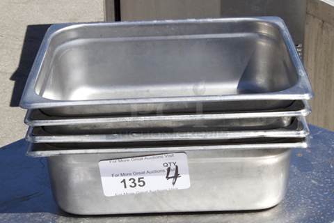 Stainless Steel 1/4 Pans x 4". 4x Your Bid