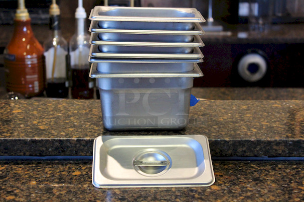 Lot of 6 Stainless Steel 1/9 Pans, 4