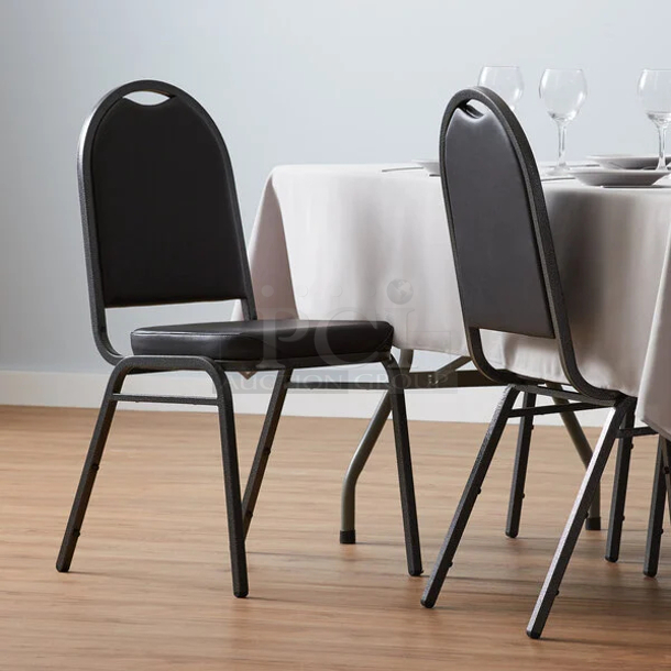 BRAND NEW SCRATCH & DENT! Lancaster Table & Seating Black Stackable Banquet Chair with 2" Padded Seat and Silver Vein Frame. 20x Your Bid

 - Image 4 of 4