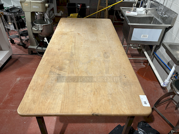SOLID! Wood Prep-Table With Steel Legs and Adjustable Feet. 80x36x36 - Image 3 of 4