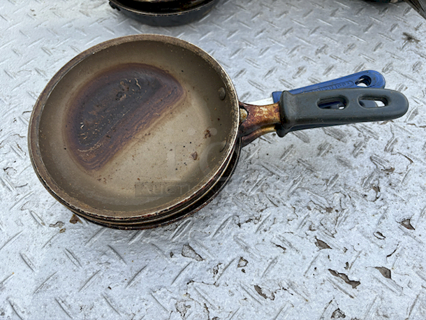 CHEF GRADE! 7-1/2" Frying Pans With Rubberized Handle. 3x Your Bid