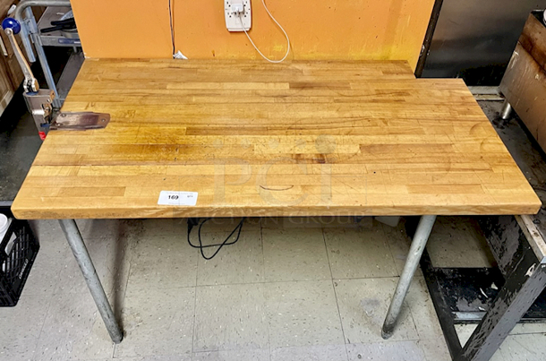 Butcher Block Prep-Table With Edlund No.1 Can Opener, 56x31x34 - Image 2 of 6