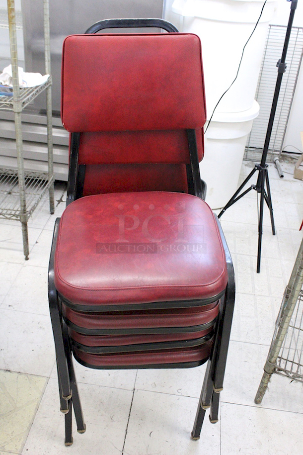 STACKABLE! Red Dining/Banquet Chairs. 4x Your Bid - Image 2 of 5