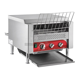 BRAND NEW SCRATCH AND DENT! Avantco 184T3600B Stainless Steel Commercial Countertop 14 1/2" Wide Conveyor Toaster with 3" Opening - 208V, 3600W, 1200 Slices per Hour. 208 Volts, 1 Phase. Tested and Working!