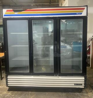 True GDM-72F 78" Three Section Display Freezer w/ Swing Doors - Bottom Mount Compressor
