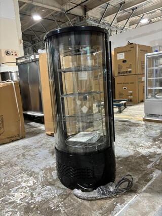 Brand New Marchia MDCR78 Black Countertop Rotating Refrigerated Bakery Display Case with LED Lighting

