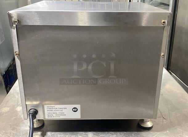 Adcraft CVYT-120 Countertop Commercial Conveyor Toaster, 300 Slices/Hour, Stainless Steel, 120v, NSF, 13-1/2'H x 14-1/2'W x 19-1/2'D.
 - Image 4 of 5