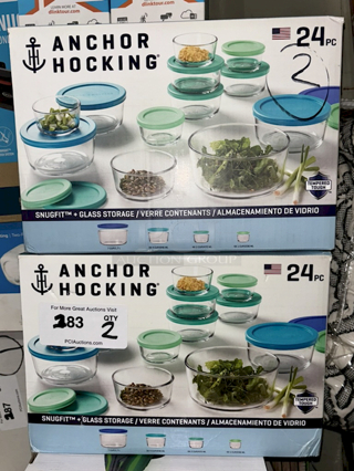 ANCHOR HOCKING® 24Pc Snugfit™ + Glass Storage Sets, 2X Your Bid

