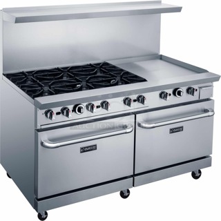 BRAND NEW SCRATCH -N- DENT STILL IN THE BOX Dukers DCR60-6B24GM 60″ Commercial Gas Range, Six Open Burners, 24″ Griddle