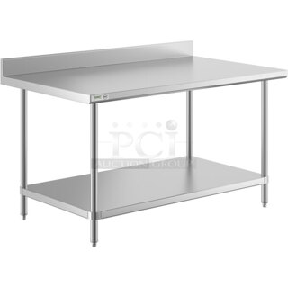 BRAND NEW SCRATCH & DENT! Regency 36" x 60" 16 Gauge Stainless Steel Commercial Work Table with 4" Backsplash and Undershelf - In The Box
