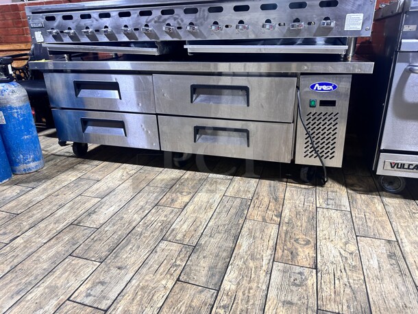 Late Model Atosa MGF8453GR 72 inch Double Section Stainless Steel Chef Base Stainless interior & exterior Working - Image 5 of 7