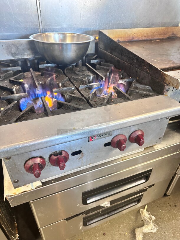 Working Wolf AHP424 24 inch Gas Hotplate w/ (4) Burners & Manual Controls, Natural Gas - Image 3 of 6