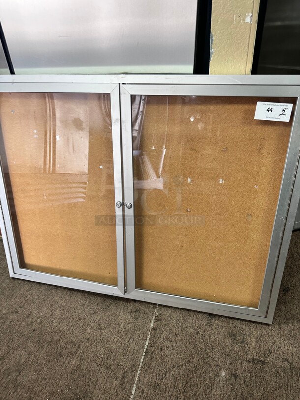 Clean Enclosed Cork Board with Aluminum Frame - Image 2 of 6