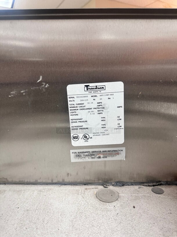 Late Model Traulsen AHF132WP-HHS Full Height Insulated Heated Cabinet w/ (3) Pan Capacity, 208v/1ph Tested and Working - Image 9 of 9