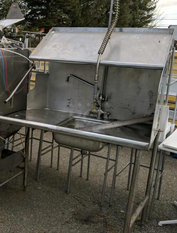 Stainless Steel Commercial Right Side Dirty Side Dishwasher Table w/ Over Shelf. Goes GREAT w/ Lots 284 and 292! 48x30x40