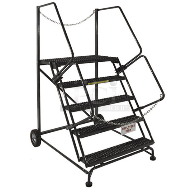 BRAND NEW SCRATCH & DENT! Ballymore TA-5-24 5-Step Gray Steel 59-Degree Slope Rolling Truck / Dock Access Ladder with 24" Wide Steps
 - Image 2 of 2