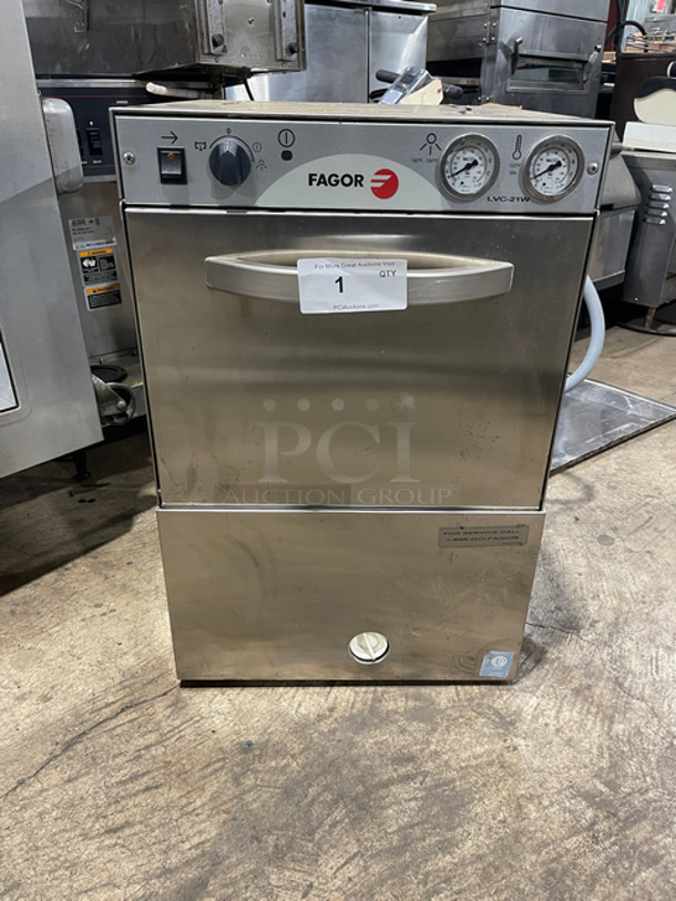  Never Used! Out Of The Box! Fagor Commercial Undercounter Dishwasher! With Poly Dish Crate! All Stainless Steel! Model: LVC21W SN: 0810000515 208/220/240V 60HZ 1 Phase