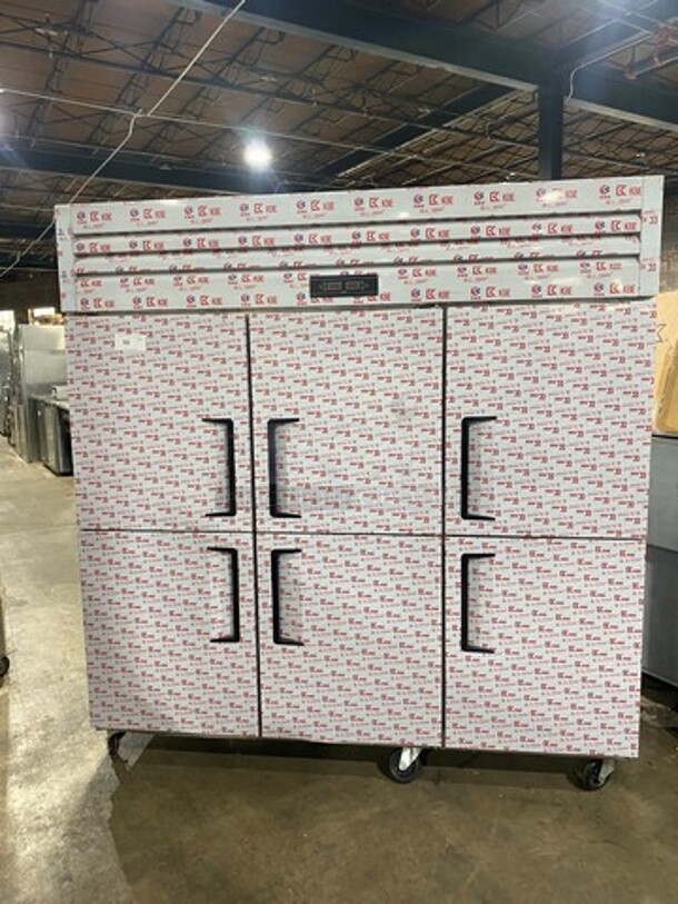 WOW! BRAND NEW! OUT OF THE BOX! LATE MODEL! 2021 Stainless Steel Commercial 6 Half Door Reach In Cooler! On Casters! Model: WG16L 110V - Image 1 of 10