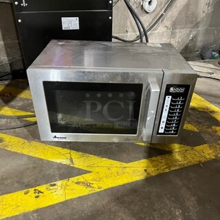 Amana Stainless Steel Commercial Countertop Microwave Oven! Working When Removed! Model RMS10TS  120V 1PH 