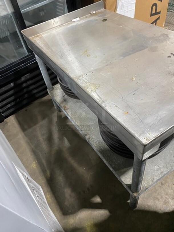 Solid Stainless Steel Work Top/ Prep Table! With Back And Side Splashes! With Storage Space Underneath! On Legs! - Image 7 of 7