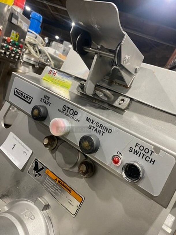 AMAZING! Hobart Commercial Floor Style Heavy Duty Meat Grinder/ Meat Mixer! With 200 LB Capacity! With Foot Pedal Control! Solid Stainless Steel! On Casters! WORKING WHEN REMOVED! Model: MG2032 SN:311433265 480V 60HZ 3 Phase - Image 6 of 10
