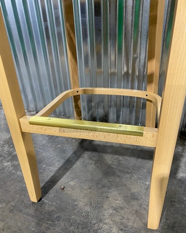 WOW! NEW! Bistro Solid Natural Hardwood Restaurant Bar chair! With Purple Vinyl Seat! 3x Your Bid! MODEL JW204 - Image 6 of 8