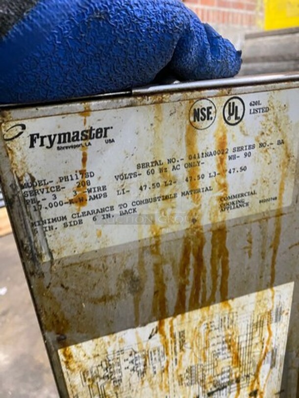 Frymaster Commercial Electric Powered Deep Fat Fryer! All Stainless Steel! On Casters! Model: PH117SD SN: 0411NA0022 208V 60HZ 3 Phase - Image 7 of 9