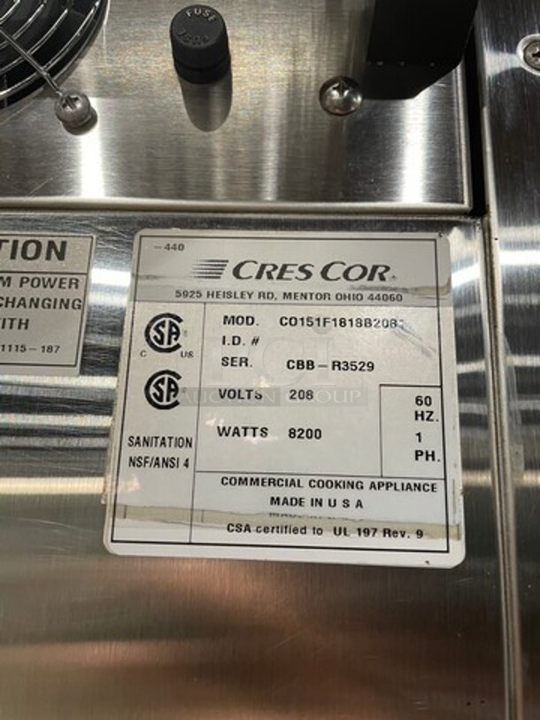 WOW! CresCor Electeric Powered Roast-N-Hold 2 Section Insulated Cabinet! All Stainless Steel! Model CO151F1818B2081 Serial CBBR3529! 208V 1 Phase! On Commercial Casters! Working When Removed!  - Image 8 of 9