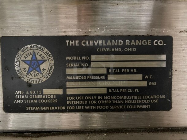 Cleveland Commercial Natural Gas Powered 2 Deck Steam Cabinet! With Cleveland Countertop 6 Quart Tilting Steam Kettle! All Stainless Steel! On Legs! - Image 6 of 8
