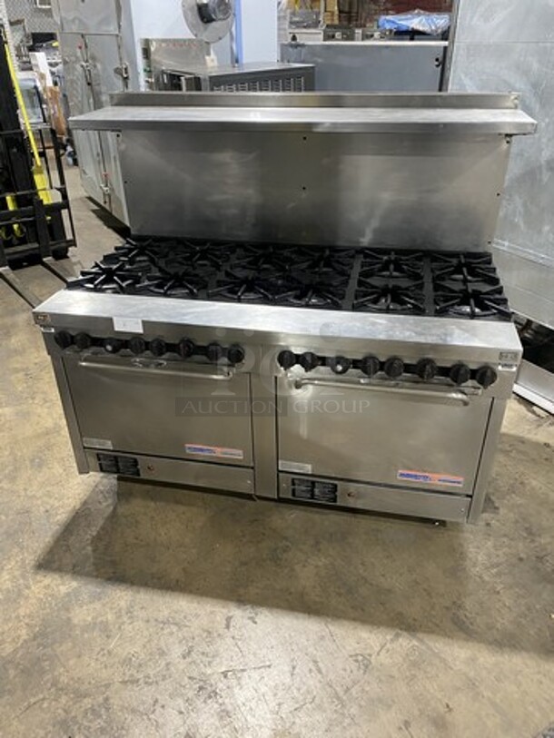 Sweet! Hussman/Southbend Natural Gas Powered 12 Burner Heavy Duty Range! With Double Full Size Ovens! With Raised Back Splash! On Commercial Casters! Working When Removed! 