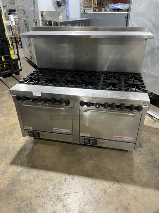 Sweet! Hussman/Southbend Natural Gas Powered 12 Burner Heavy Duty Range! With Double Full Size Ovens! With Raised Back Splash! On Commercial Casters! Working When Removed!  - Image 1 of 10