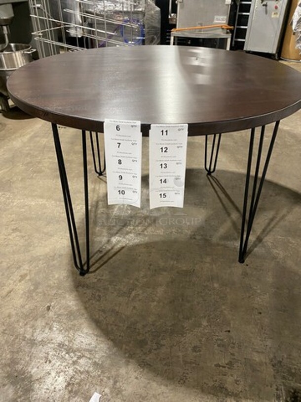 Brand New! Red Oak 48 Inch Round 1.5" Thick BUTCHER BLOCK Style Walnut Finish Dining Table! On Heavy Duty Metal Legs!  - Image 7 of 9