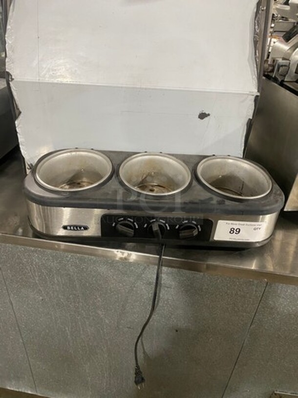 Bella Countertop 3 Compartment Slow Cooker! Stainless Steel Body! Model: YDE1121 120V - Image 1 of 7
