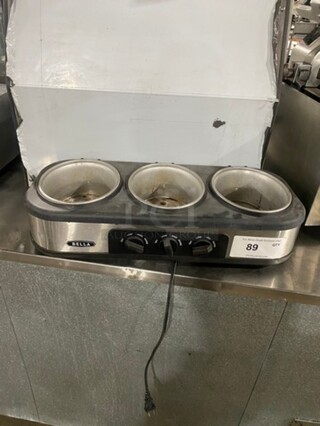 Bella Countertop 3 Compartment Slow Cooker! Stainless Steel Body! Model: YDE1121 120V