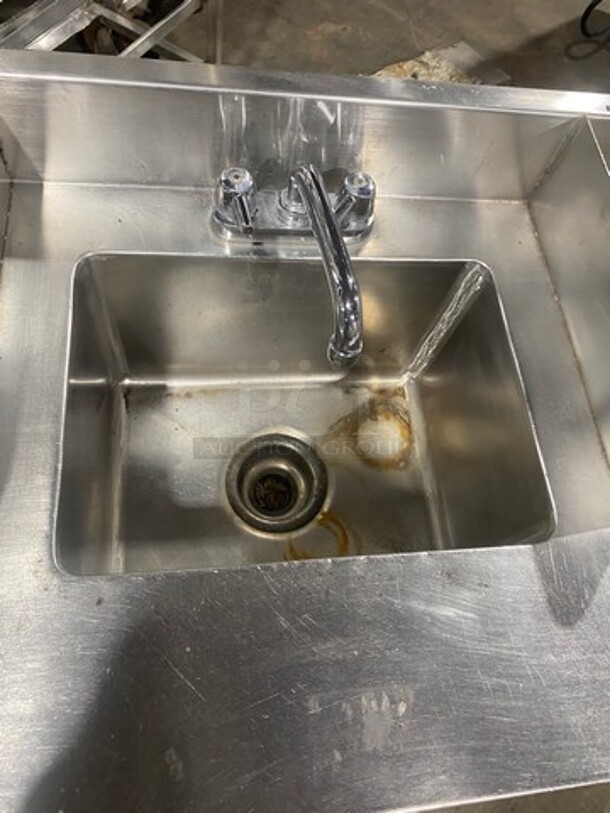 Commercial Undercounter Ice Bin/ Bartender Cocktail Station! With Built In Hand Sink! With Faucet And Handles! Sink Has Side Splashes! With Back Splash! All Stainless Steel! On Legs! - Image 7 of 9