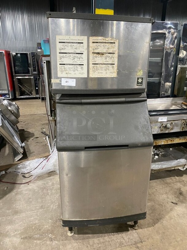Manitowoc Commercial Ice Making Machine! On Ice Bin! All Stainless Steel! Model Y0454A Serial 990664254! 115V 1Phase! WORKING WHEN REMOVED!  - Image 1 of 7