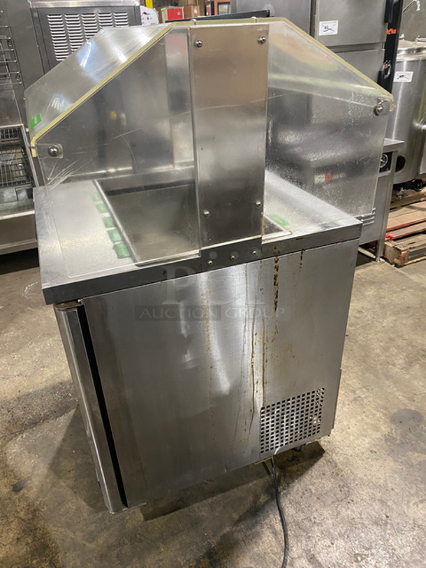 NICE! Turbo Air Refrigerated Salad Bar Island! With Sneeze Guard! Single Door Storage Space Underneath! All Stainless Steel! On Casters! Model: MST28711S SN: MS2TS10129 115V 60HZ 1 Phase - Image 2 of 8