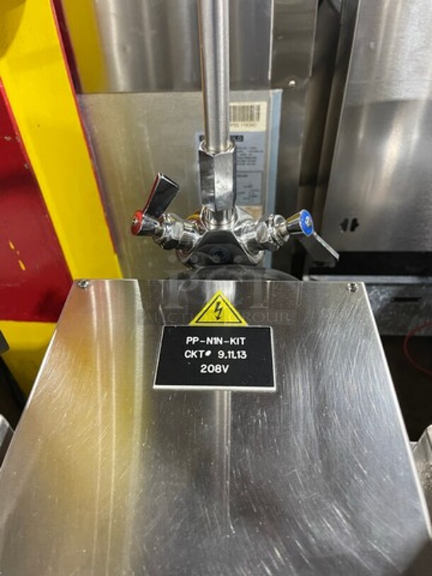 LIKE NEW! Cleveland Commercial Electric Powered Jacketed Tilting Soup Kettle! On Equipment Stand! All Stainless Steel! On Legs! WORKING WHEN REMOVED! Model: TKET12T SN: 111123050377A, 111123050377B 240V 60HZ 3 Phase - Image 3 of 12